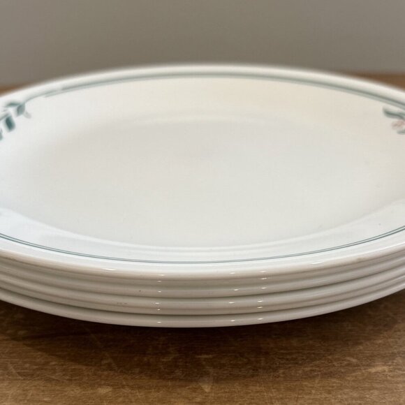 Set of 6 Corning CORELLE Rosemarie 10 1/4" Dinner Plates Tulip Pink Green - Picture 2 of 4